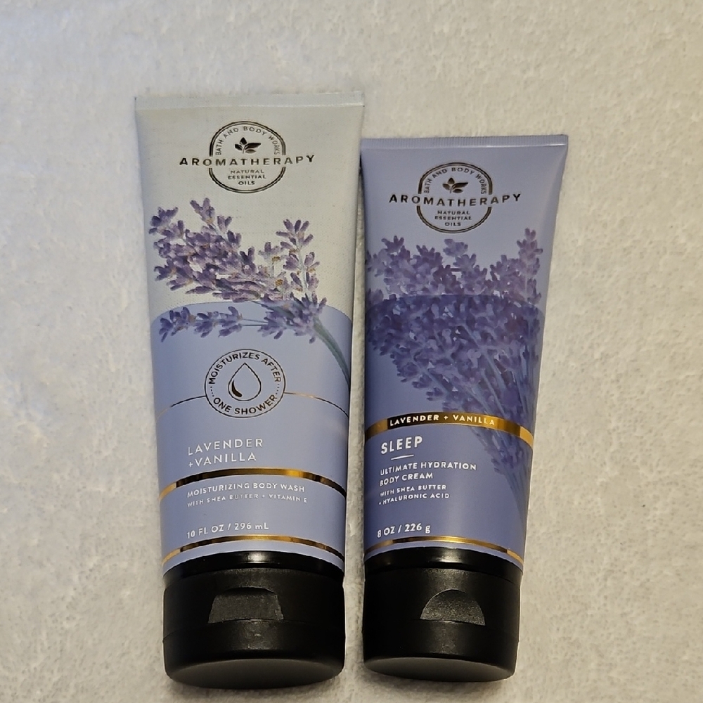 Bath & Body Works Aromatherapy Lavender Vanilla Body Wash and Sleep Cream